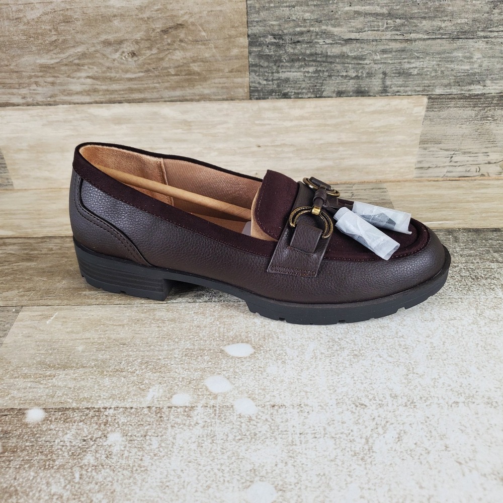 LifeStride Logan Womens Loafer Sz 7.5 M Dark Chocolate Leather Slip On Round Toe